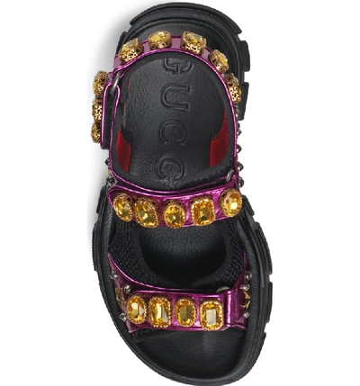 Shop Gucci Aguru Jewel Sandal In Fuschia