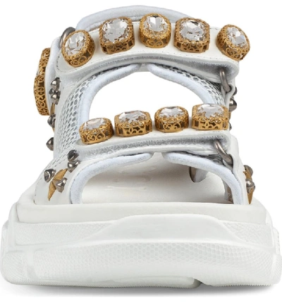 Shop Gucci Aguru Jewel Sandal In White