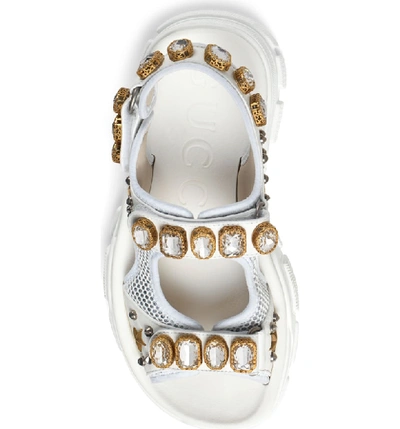 Shop Gucci Aguru Jewel Sandal In White