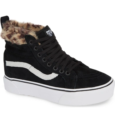 Vans Sk8-hi Faux Fur Lined Platform Sneaker In Black/ Leopard Faux Fur |  ModeSens