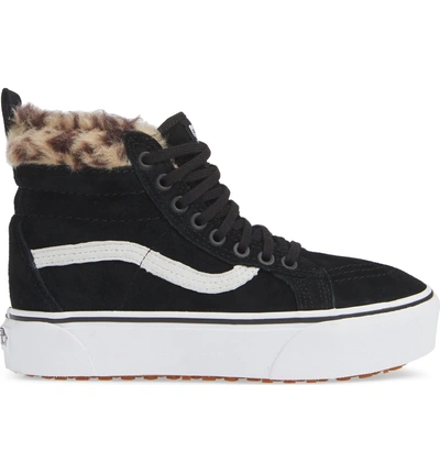 Vans Sk8-hi Faux Fur Lined Platform Sneaker In Black/ Leopard Faux Fur |  ModeSens