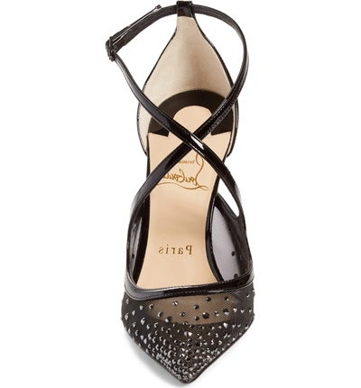 Shop Christian Louboutin Twistissima Embellished Pointy Toe Pump In Black Crystal