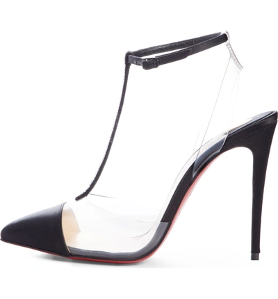 Shop Christian Louboutin Nosy Jewel Embellished T-strap Pump In Black