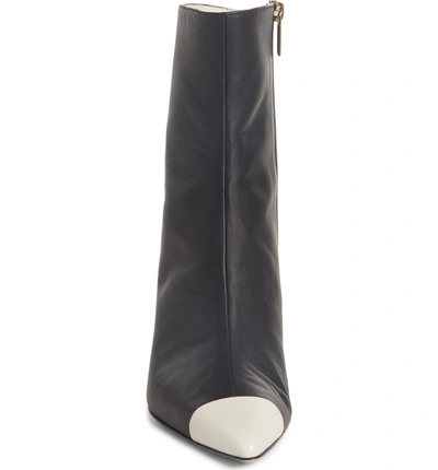 Shop Tibi Grant Column Heel Bootie In Black/ Ivory Multi