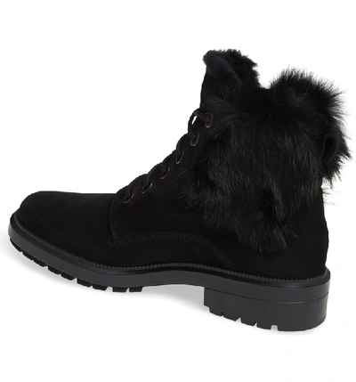 Shop Aquatalia Lacy Genuine Shearling Lined Boot With Genuine Rabbit Fur Trim In Black