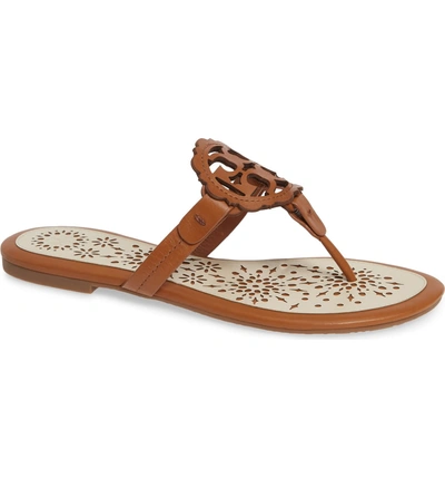 Shop Tory Burch Miller Scalloped Medallion Sandal In Tan/ New Cream