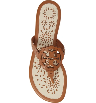 Shop Tory Burch Miller Scalloped Medallion Sandal In Tan/ New Cream