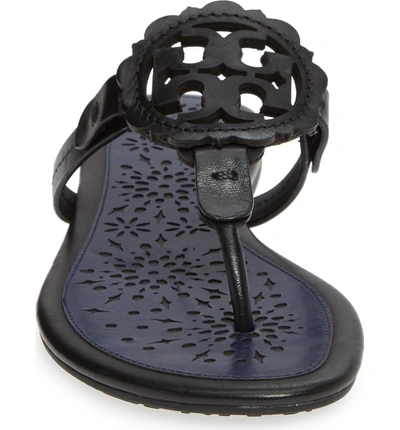 Shop Tory Burch Miller Scalloped Medallion Sandal In Perfect Black/ Perfect Navy