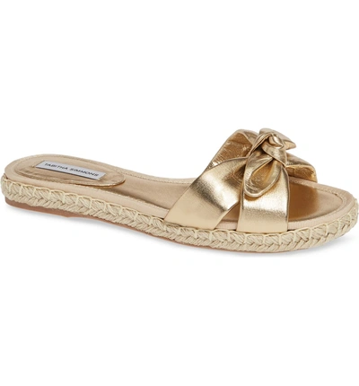 Shop Tabitha Simmons Heli Bow Slide Sandal In Gold