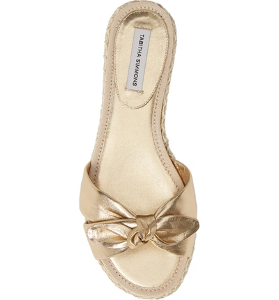 Shop Tabitha Simmons Heli Bow Slide Sandal In Gold