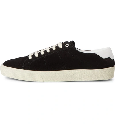 Shop Saint Laurent Court Classic Low Top Sneaker In Black Suede/ White