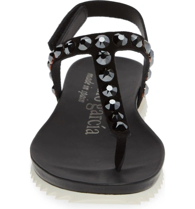Shop Pedro Garcia Crystal Embellished T-strap Sandal In Black Castoro