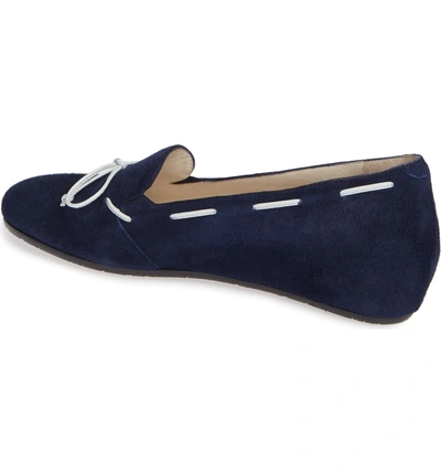 Shop Amalfi By Rangoni Varazze Laced Wedge Loafer In Navy Suede