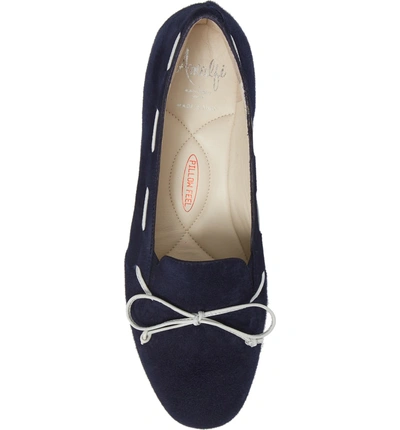 Shop Amalfi By Rangoni Varazze Laced Wedge Loafer In Navy Suede