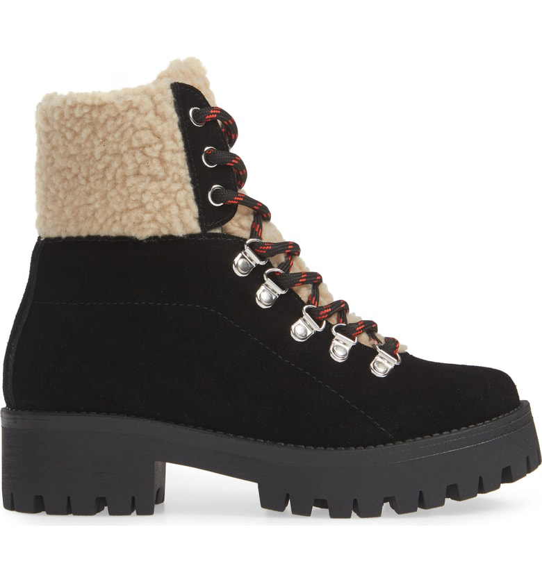 steve madden bitter faux shearling trim bootie