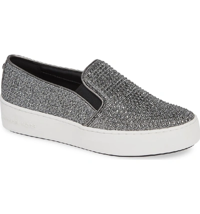 Shop Michael Michael Kors Trent Slip-on Sneaker In Black/ Silver