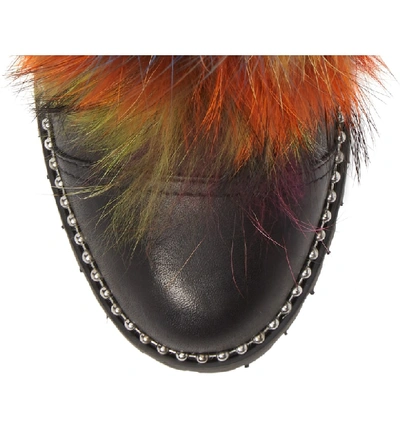 Shop Cecelia New York Trekker Boot With Genuine Fox Fur Trim In Black Leather