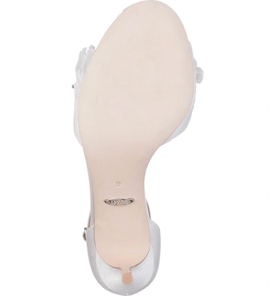 Shop Badgley Mischka Floral Ankle Strap Sandal In Soft White Satin