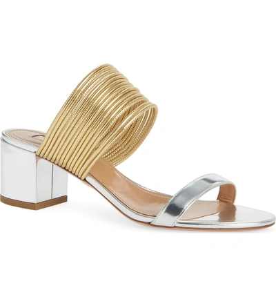 Shop Aquazzura Rendez Vous Slide Sandal In Silver