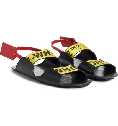 Shop Off-white Zip Tie Leather Sandal In Black