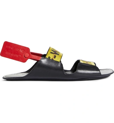 Shop Off-white Zip Tie Leather Sandal In Black