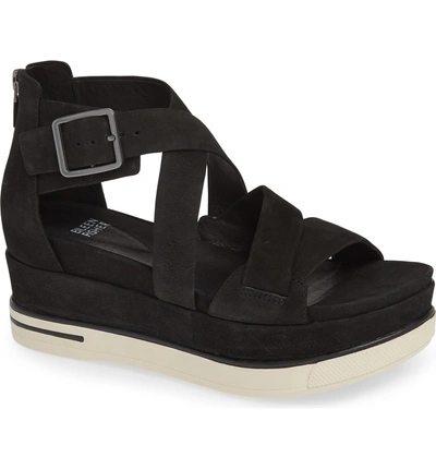 Shop Eileen Fisher Boost Wedge Sandal In Black Nubuck