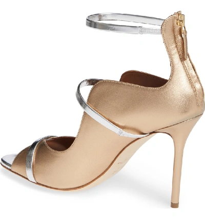 Shop Malone Souliers Mika Triple Band Sandal In Gold/ Silver