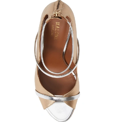 Shop Malone Souliers Mika Triple Band Sandal In Gold/ Silver