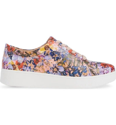 Shop Fitflop Rally Flower Crush Leather Sneaker In Oyster Pink Flower