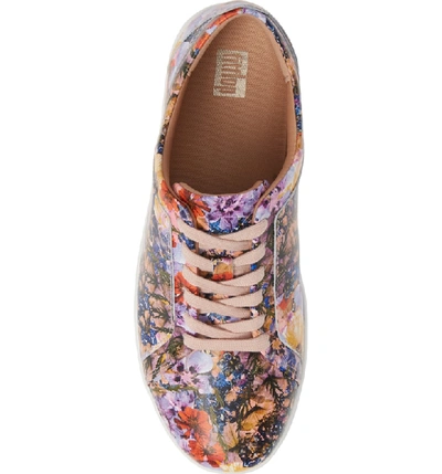 Shop Fitflop Rally Flower Crush Leather Sneaker In Oyster Pink Flower