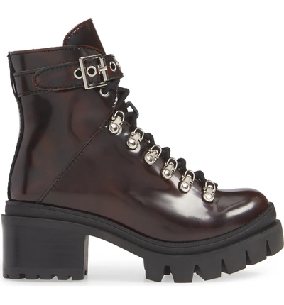 Shop Jeffrey Campbell Czech Lace-up Boot In Wine Leather