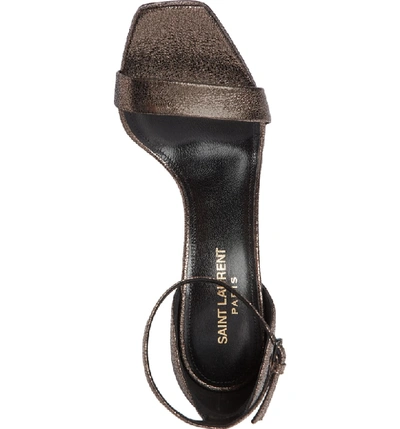 Shop Saint Laurent Amber Ankle Strap Sandal In Black/ Metallic