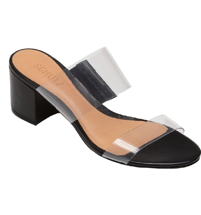 Shop Schutz Victorie Slide Sandal In Black Patent Leather