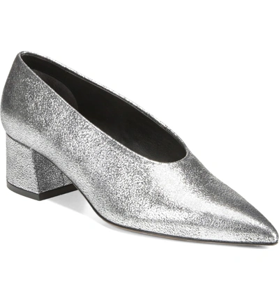 Shop Vince Rafe Flared Heel Pump In Silver