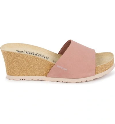 Shop Mephisto Lise Platform Wedge Sandal In Old Pink Nubuck