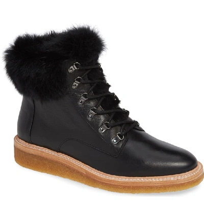 Shop Botkier Winter Genuine Rabbit Fur Trim Boot In Black Leather