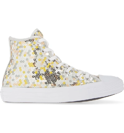 Shop Converse Chuck Taylor All Star Sequin High Top Sneaker In Pure Silver Sequins