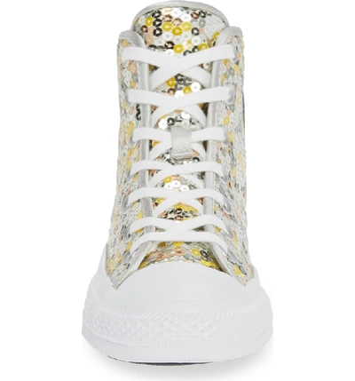 Shop Converse Chuck Taylor All Star Sequin High Top Sneaker In Pure Silver Sequins