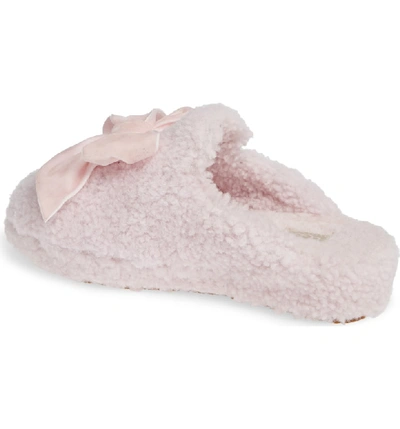 Shop Ugg Addison Velvet Bow Genuine Shearling Slipper In Seashell Pink