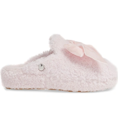 Shop Ugg Addison Velvet Bow Genuine Shearling Slipper In Seashell Pink