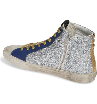 Shop Golden Goose Glitter High Top Sneaker In Silver/ Red/ Gold