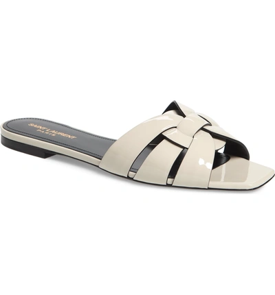 Shop Saint Laurent Tribute Nu Pieds Slide Sandal In Latte