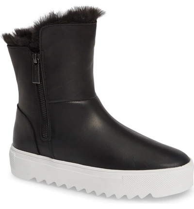 Shop Jslides Selene Faux Fur Lined Waterproof Boot In Black Leather