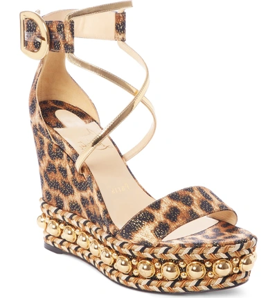 Shop Christian Louboutin Chocazeppa Ornament Platform Wedge Sandal In Leopard