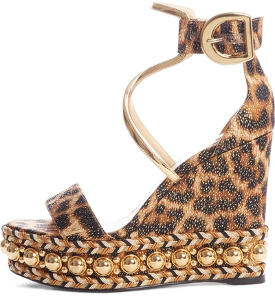 Shop Christian Louboutin Chocazeppa Ornament Platform Wedge Sandal In Leopard