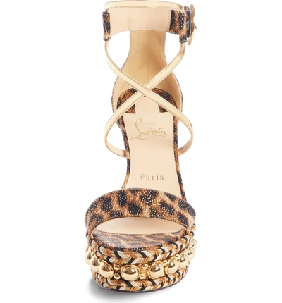 Shop Christian Louboutin Chocazeppa Ornament Platform Wedge Sandal In Leopard