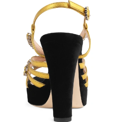 Shop Gucci Zephyra Jewel Sandal In Black/ Gold