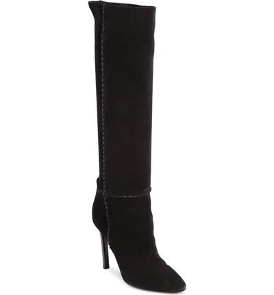 Shop Saint Laurent Mica Knee High Boot In Black Suede