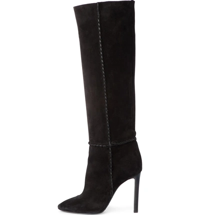 Shop Saint Laurent Mica Knee High Boot In Black Suede