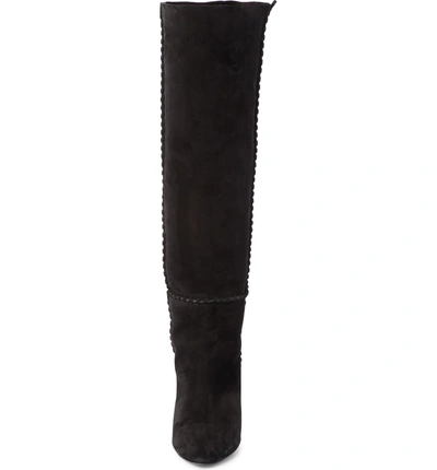 Shop Saint Laurent Mica Knee High Boot In Black Suede